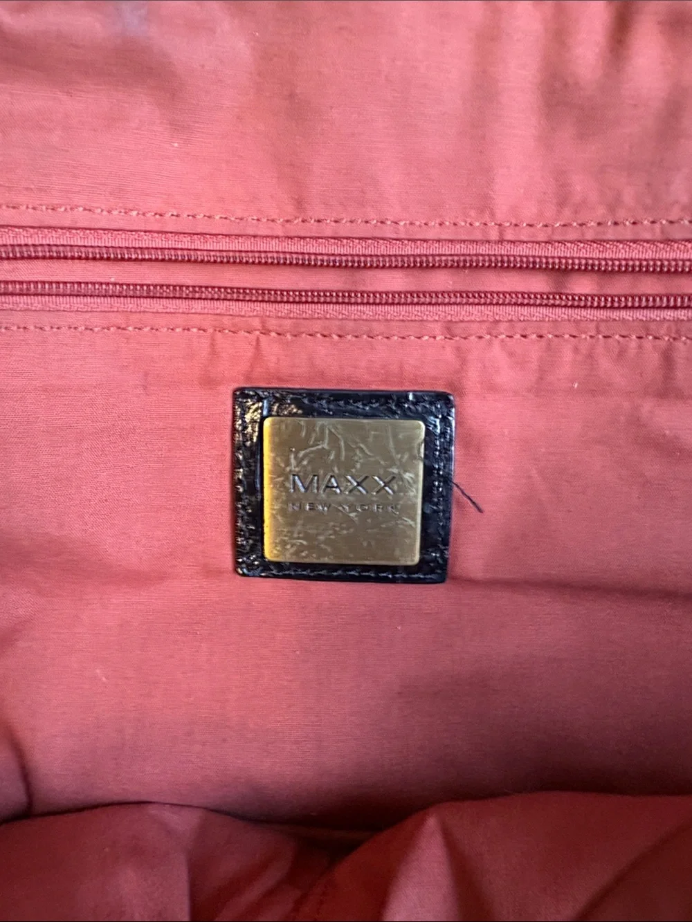 Maxx New York Black Croc-Embossed Satchel with Gold Hardware
